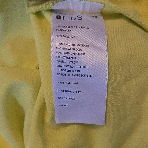 Men's Figs Yellow Short Sleeve Scrub Top Crew Neck - Picture 2 of 4